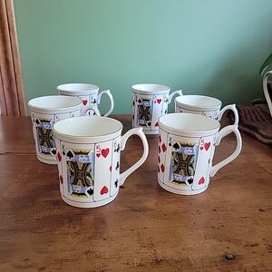 Elizabethan "Cut for Coffee"  Bone China Cups Set Of 6 - Poker, Bridge